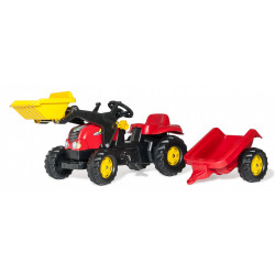 TRACTEUR A PEDALES RollyKid rouge remorque et pelle avant 023127 ROLLY TOYS