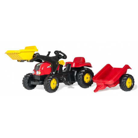 TRACTEUR A PEDALES RollyKid rouge remorque et pelle avant 023127 ROLLY TOYS