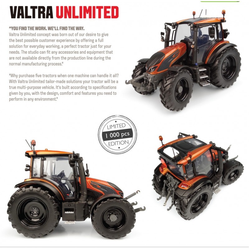 Tracteur Valtra t245 orange metallique 1/32