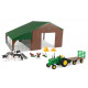 Hangar avec animaux et tracteur JOHN DEERE 47024 Britains 1/32