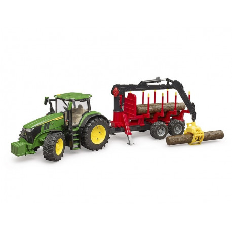 TRACTEUR MINIATURE JOHN DEERE 7R350 et REMORQUE PORTE GRUMES BRUDER