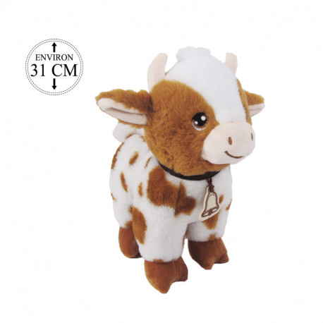 PELUCHE VACHE taches marrons 31cm PDD212