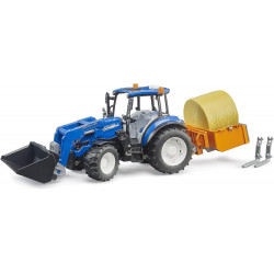 NEW HOLLAND T5.120 avec chargeur, bennette et balle 2187 bruder
