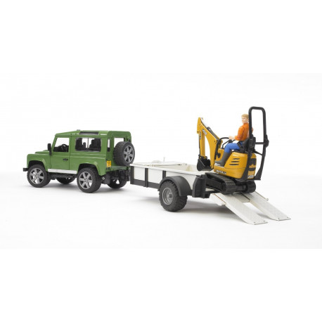 Voiture miniature LAND ROVER-REMORQUE-MINI-PELLE BRUDER